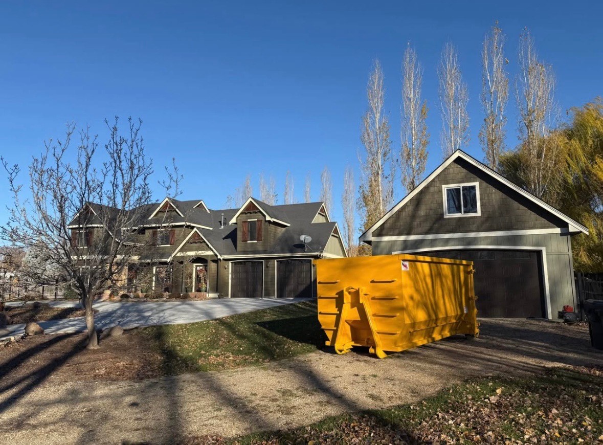 yellow roll off dumpster in iowa city dump it