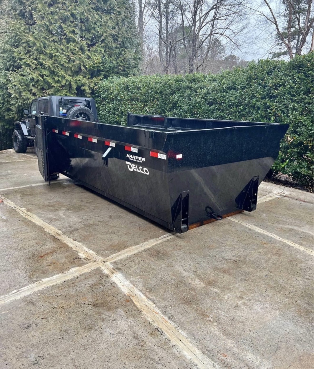 dumpster rental in driveway