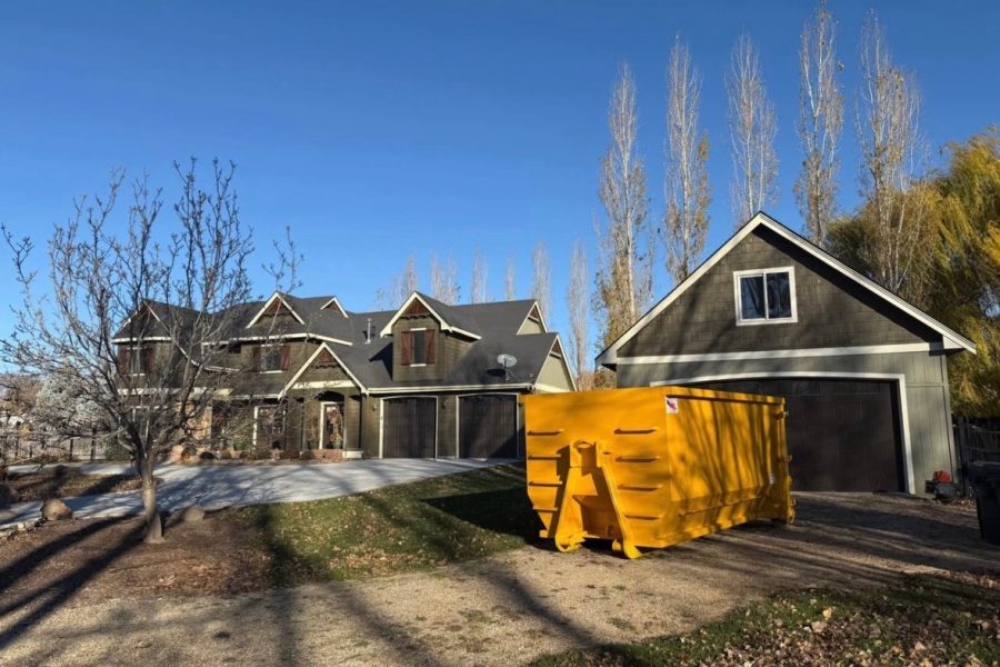 yellow roll off dumpster in iowa city dump it